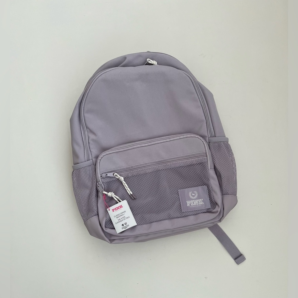 Pink Classic Canvas Backpack In Light Purple/Spring Violet Color. - Picture 1 of 7